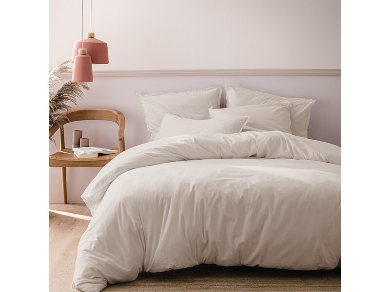 Matt & Rose Dekbedovertrek Beige - 260 x 240 + 2x 65 x 65 cm - Gewassen Katoen