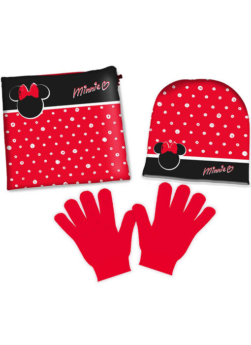 Disney Minnie Mouse Ensemble bonnet, écharpe et gants - Polaire