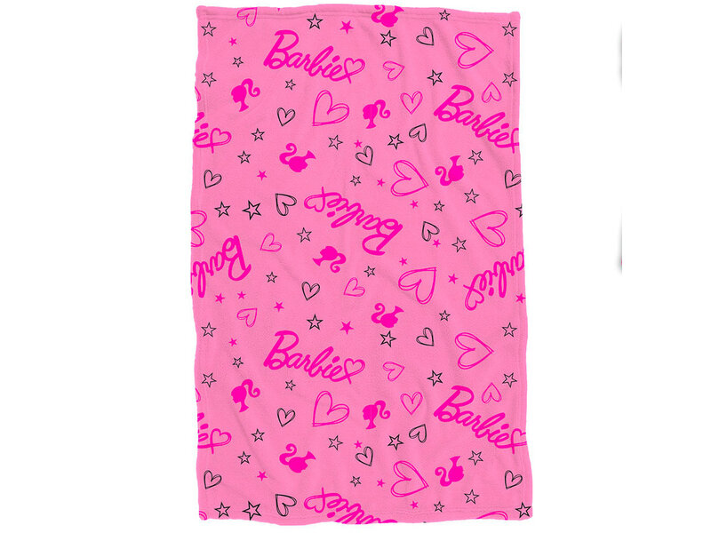 Barbie Couverture polaire Cœur - 90 x 140 cm - Polyester