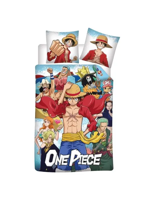 One Piece Duvet cover Straw Hat Crew - 140 x 200 + 65 x 65 cm - Cotton
