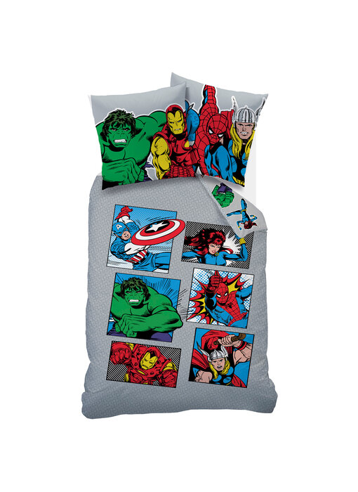 Marvel Avengers Housse de couette Comics 140 x 200 + 63 x 63 cm Coton