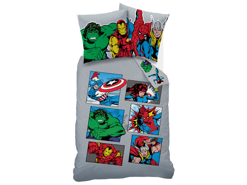 Marvel Avengers Housse de couette Comics - 140 x 200 + 63 x 63 cm - Coton