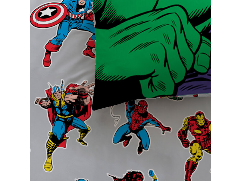 Marvel Avengers Dekbedovertrek Comics - 140 x 200 + 63 x 63 cm - Katoen