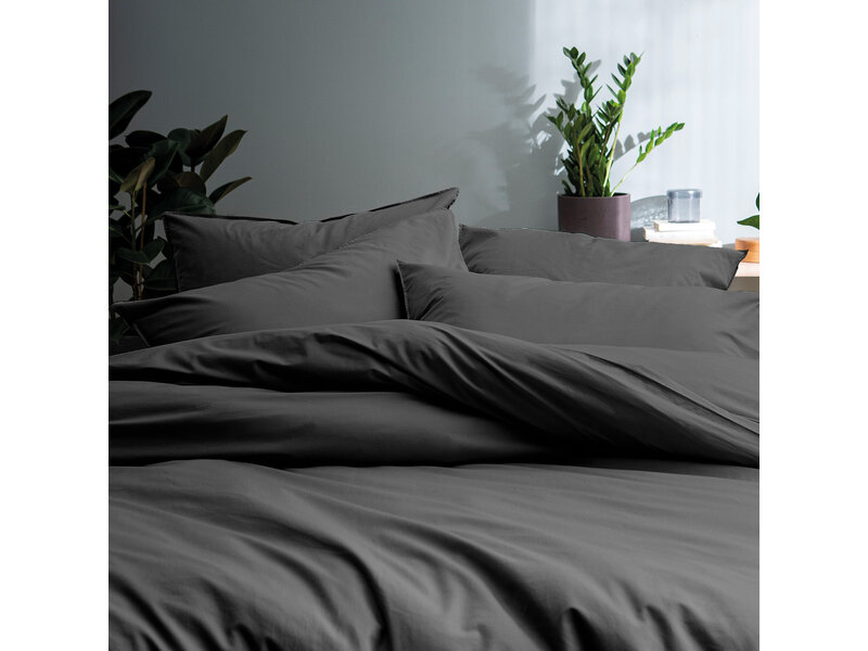 Matt & Rose Bettbezug Anthrazit - 260 x 240 + 2x 65 x 65 cm - Gewaschene Baumwolle