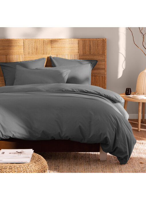 Matt & Rose Bettbezug Anthrazit 260 x 240 + 65 x 65 gewaschene Baumwolle