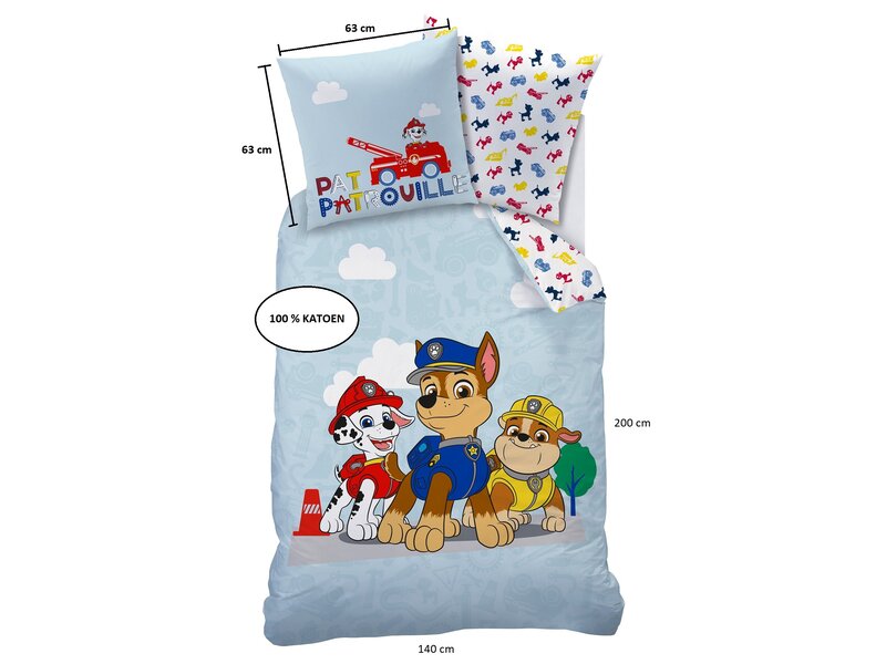 PAW Patrol Dekbedovertrek Patboy - 140 x 200 + 63 x 63 cm - Katoen