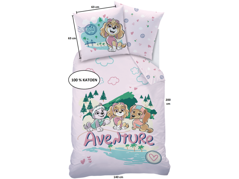 PAW Patrol Dekbedovertrek Voyage - 140 x 200 + 63 x 63 cm - Katoen