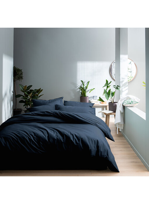 Matt & Rose Dekbedovertrek Donkerblauw 260 x 240 + 65 x 65 Gewassen katoen