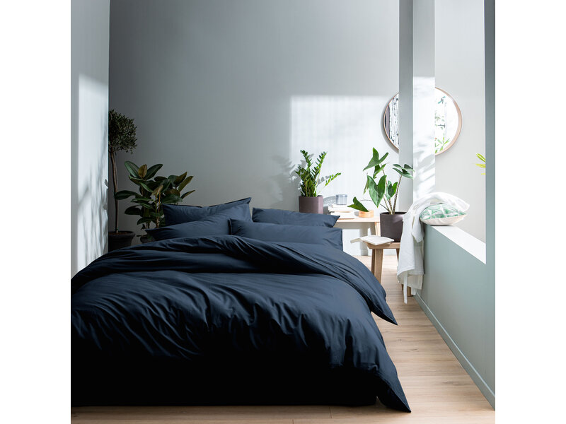 Matt & Rose Dekbedovertrek Donkerblauw - 260 x 240 + 2x 65 x 65 cm - Gewassen katoen