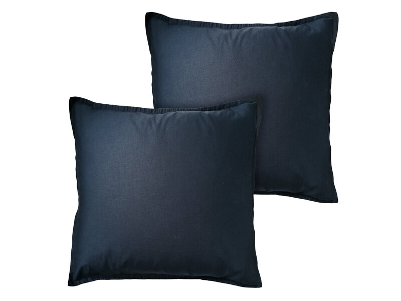 Matt & Rose Bettbezug Dunkelblau - 260 x 240 + 2x 65 x 65 cm - Gewaschene Baumwolle