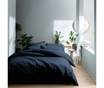 Matt & Rose Dekbedovertrek Donkerblauw 240 x 220 + 65 x 65 Gewassen katoen