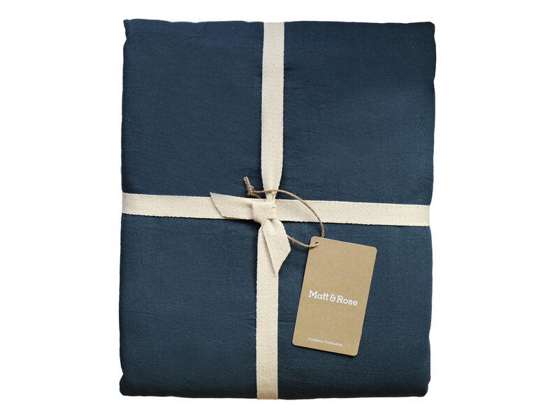 Matt & Rose Dekbedovertrek Donkerblauw - 240 x 220 + 2x 65 x 65 cm - Gewassen katoen