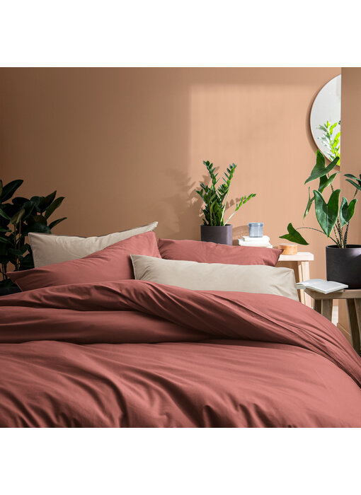 Matt & Rose Dekbedovertrek Terracotta 240 x 220 + 65 x 65 Gewassen katoen