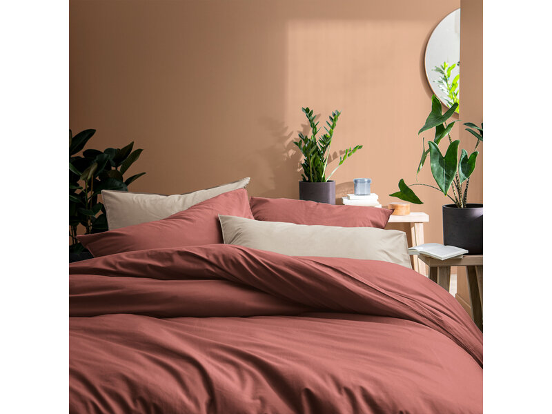 Matt & Rose Dekbedovertrek Terracotta - 240 x 220 + 2x 65 x 65 cm - Gewassen katoen