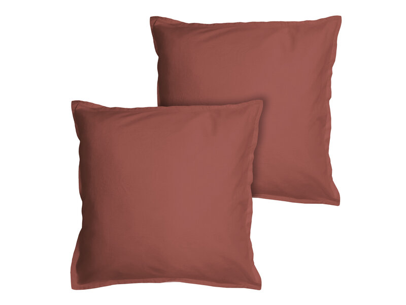 Matt & Rose Dekbedovertrek Terracotta - 240 x 220 + 2x 65 x 65 cm - Gewassen katoen