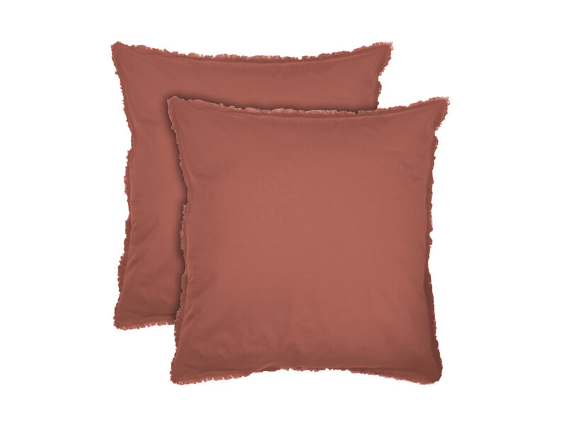 Matt & Rose Dekbedovertrek Terracotta - 260 x 240 + 2x 65 x 65 cm - Gewassen Katoen