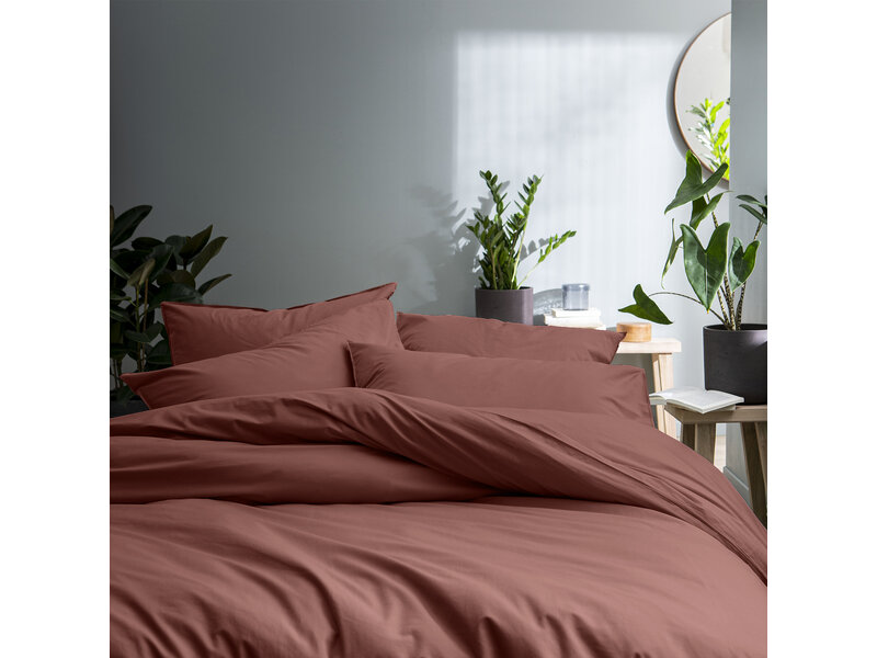Matt & Rose Bettbezug Weinrot - 260 x 240 + 2x 65 x 65 cm - Gewaschene Baumwolle