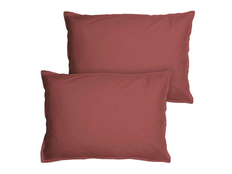 Matt & Rose Set Kussenslopen Wijnrood - 50 x 70 cm - Gewassen Katoen