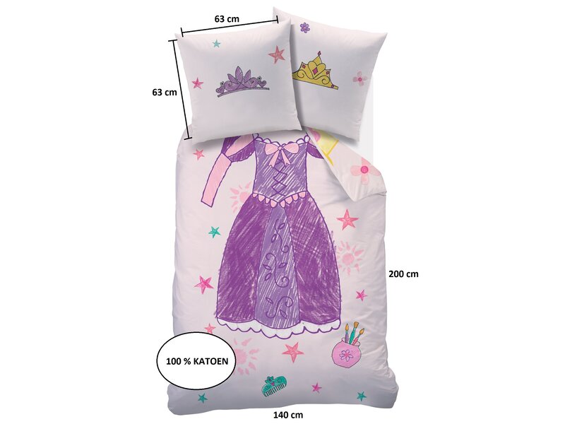 Disney Princess Duvet cover Dress - 140 x 200 + 63 x 63 cm - Cotton