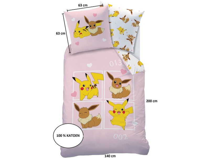 Pokémon Duvet cover Evoli - 140 x 200 + 63 x 63 cm - Cotton