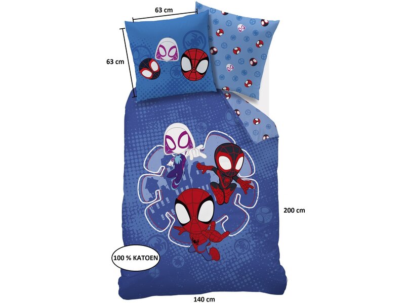 SpiderMan Dekbedovertrek Spidey Little - 140 x 200 + 63 x 63 cm - Katoen
