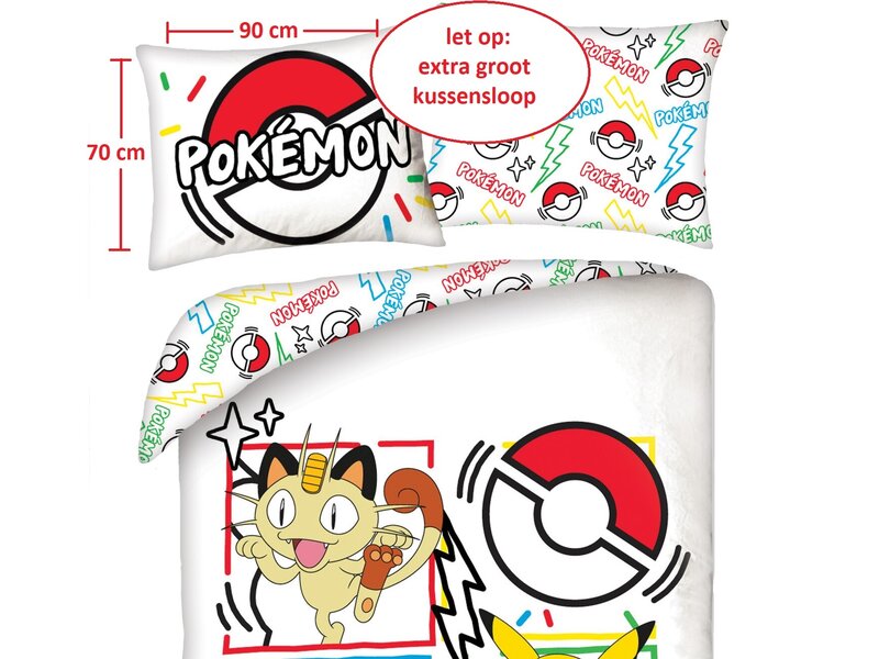 Pokémon Housse de couette, Meowth - Simple - 140 x 200 + 70 x 90 cm - Polyester