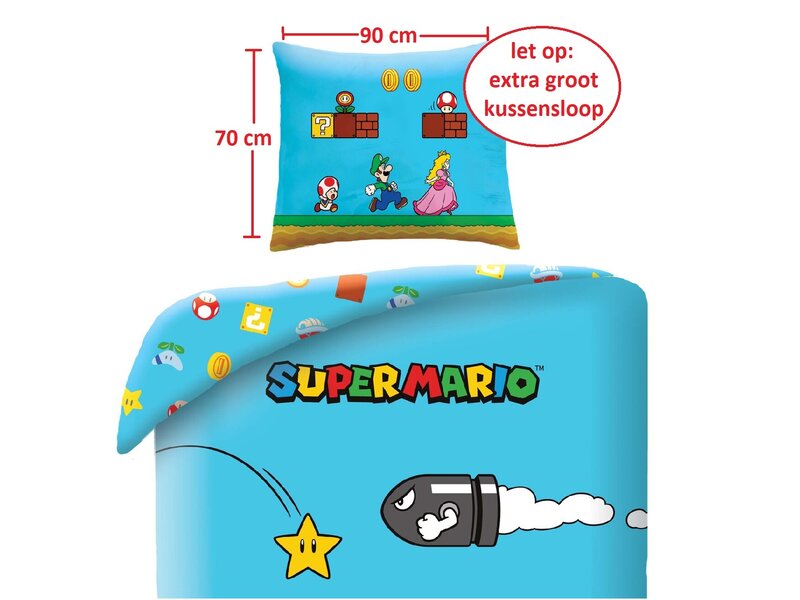 Super Mario Bettbezug, Wahoo! - Einzelbett - 140 x 200 + 70 x 90 cm - Polyester