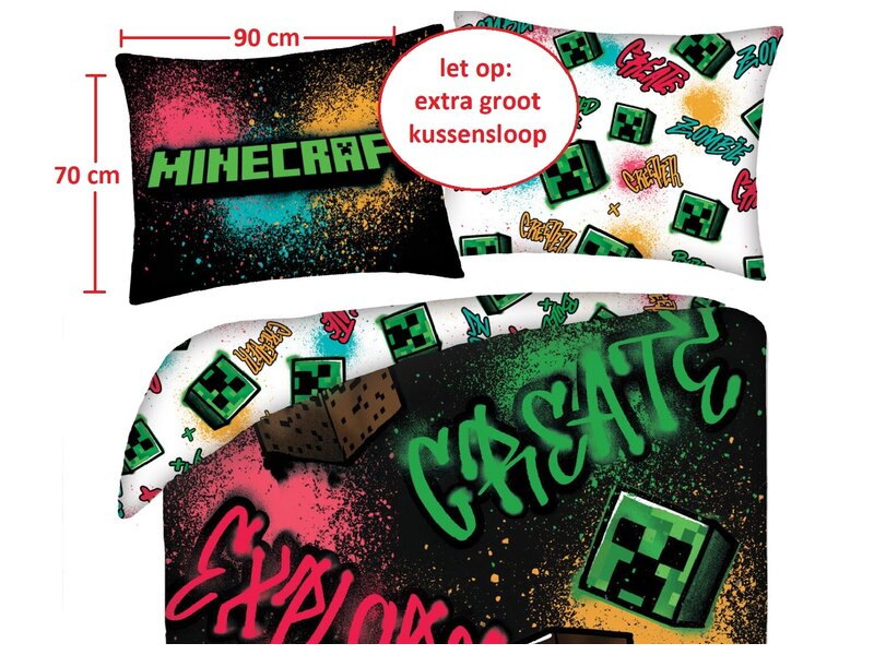 Minecraft Housse de couette Create - Simple - 140 x 200 + 70 x 90 cm - Polyester