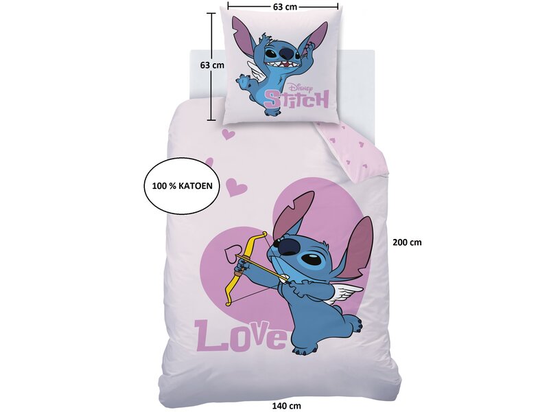 Disney Lilo & Stitch Duvet cover Cupidon - 140 x 200 + 63 x 63 cm - Cotton