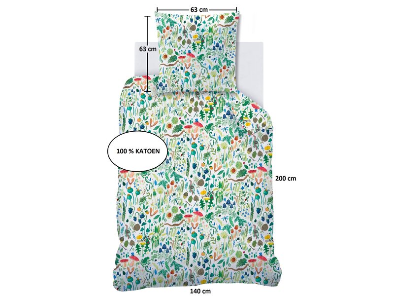 Wee Blue Bell Duvet cover Fauna Flora - 140 x 200 + 63 x 63 cm - Cotton