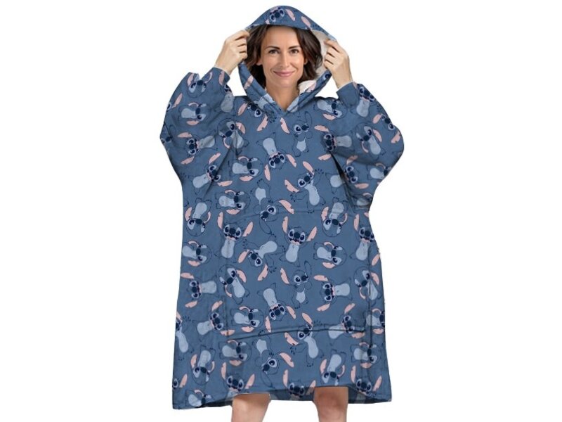 Disney Lilo & Stitch Couverture polaire à capuche, Ohana - Adulte - Taille unique - Polyester