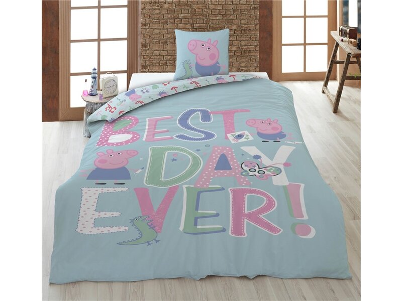 Peppa Pig Dekbedovertrek Best Day - 140 x 200 + 63 x 63 cm - Polyester