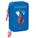 Superman Federmäppchen mit Superhelden-Füllung – 37 Teile – 19,5 x 12,5 x 5,5 cm – Polyester