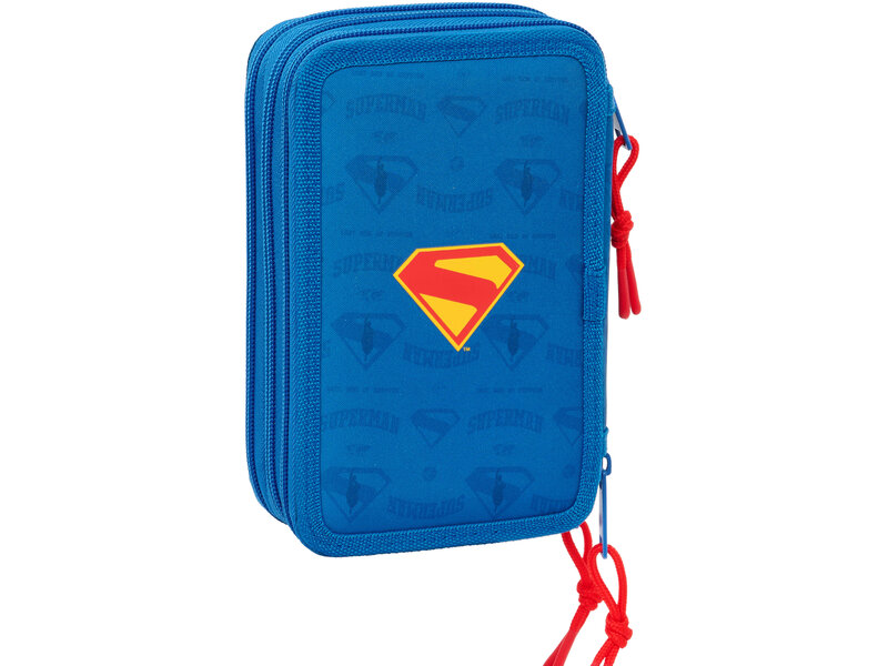 Superman Federmäppchen mit Superhelden-Füllung – 37 Teile – 19,5 x 12,5 x 5,5 cm – Polyester