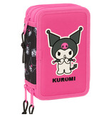 Kuromi Kuromi Federmäppchen mit Füllung – 37 Teile – 19,5 x 12,5 x 5,5 cm – Polyester