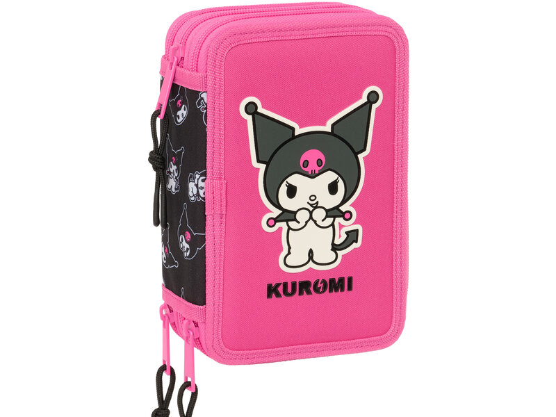 Kuromi Kuromi Federmäppchen mit Füllung – 37 Teile – 19,5 x 12,5 x 5,5 cm – Polyester