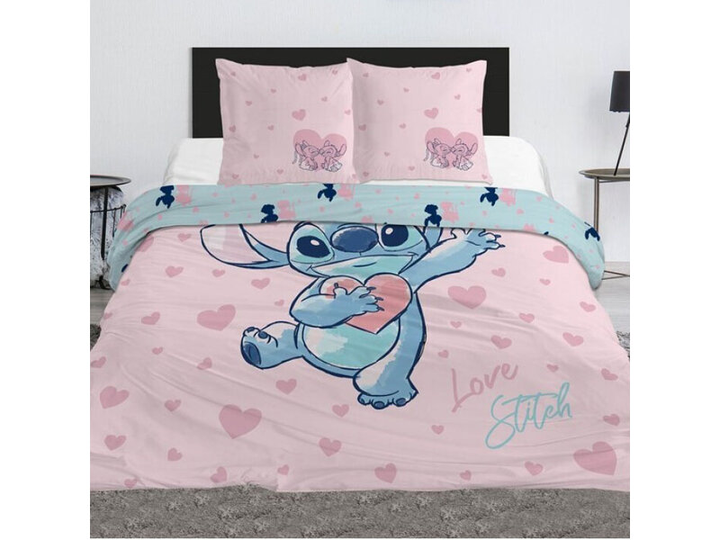 Disney Lilo & Stitch Housse de couette Love - 240 x 220 cm + (2x) 65 x 63 cm - Polycoton