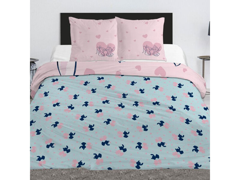 Disney Lilo & Stitch Housse de couette Love - 240 x 220 cm + (2x) 65 x 63 cm - Polycoton