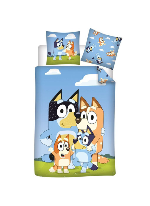 Bluey Housse de couette Fun Family 140 x 200 + 65 x 65 cm Polycoton