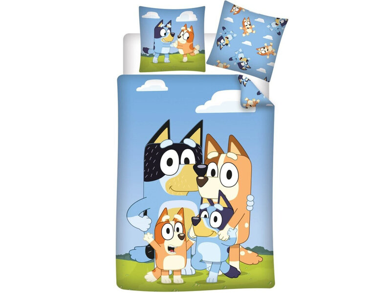 Bluey Duvet cover Fun Family - 140 x 200 + 65 x 65 cm - Polycotton