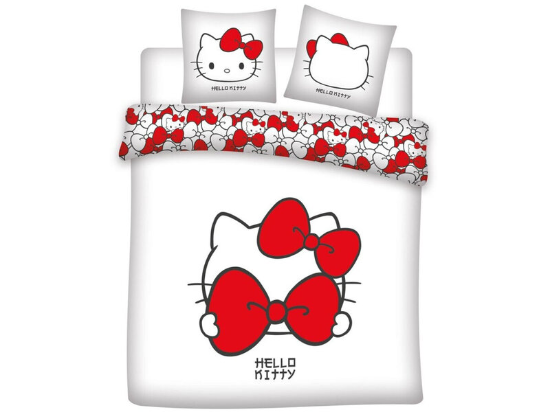 Hello Kitty Dekbedovertrek Red Bow - Lits Jumeaux - 240 x 220 cm - Polykatoen