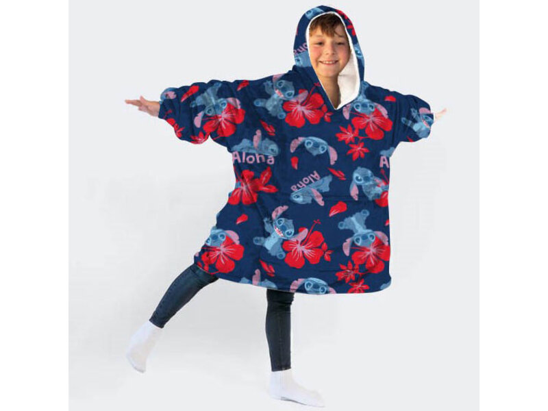 Disney Lilo & Stitch Hoodie Fleece deken Aloha - Kind - One Size  (7-14 jaar) - Polyester