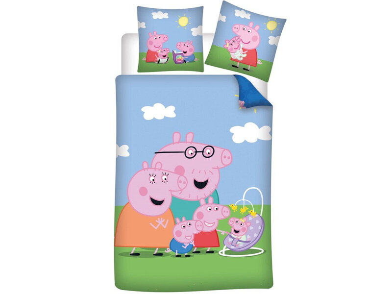 Peppa Pig Housse de couette familiale - 140 x 200 + 65 x 65 cm - Polycoton