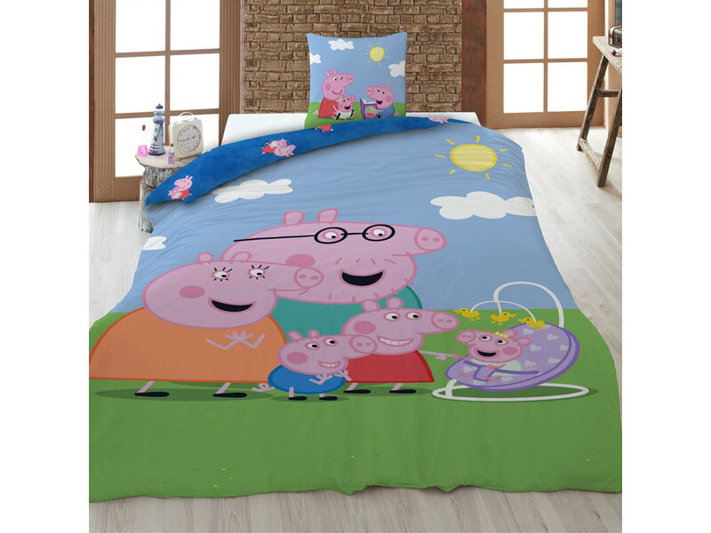 Peppa Pig Dekbedovertrek Family - 140 x 200 + 65 x 65 cm - Polykatoen