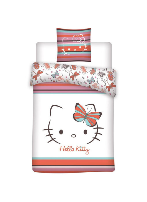 Hello Kitty Bettbezug Schmetterling 140 x 200 cm / 65 x 65 cm Polycotton