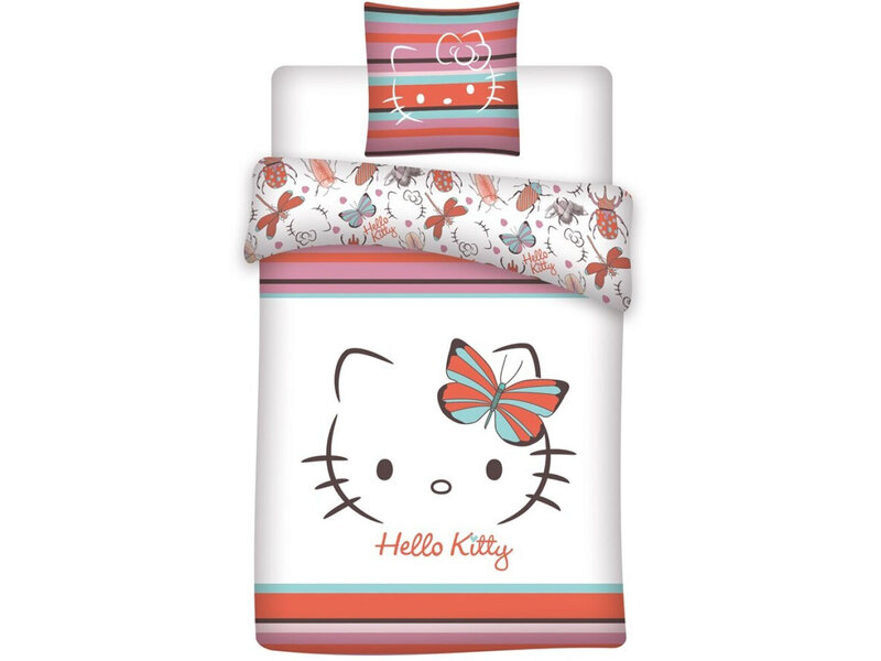 Hello Kitty Housse de couette Papillon - 140 x 200 cm / 65 x 65 cm - Polycoton