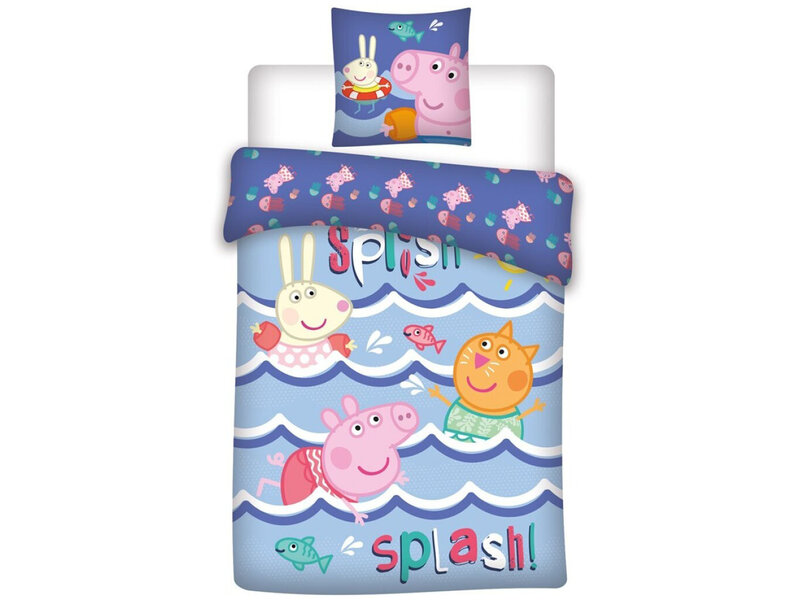 Peppa Pig Housse de couette Splash - 140 x 200 cm / 65 x 65 cm - Polycoton