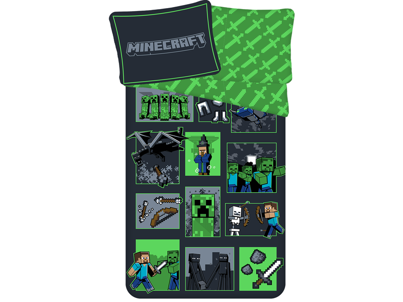 Minecraft Survival Mode Bettbezug - 140 x 200 cm / 70 x 90 cm - Baumwolle