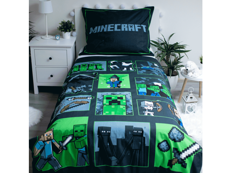 Minecraft Survival Mode Bettbezug - 140 x 200 cm / 70 x 90 cm - Baumwolle