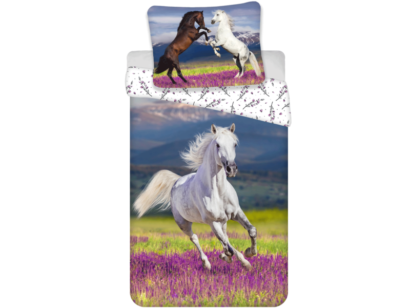 Sweet Home Bettbezug, Pferde – 140 x 200 + 70 x 90 cm – Baumwolle